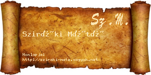 Sziráki Máté névjegykártya