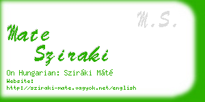 mate sziraki business card