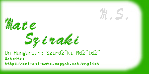 mate sziraki business card